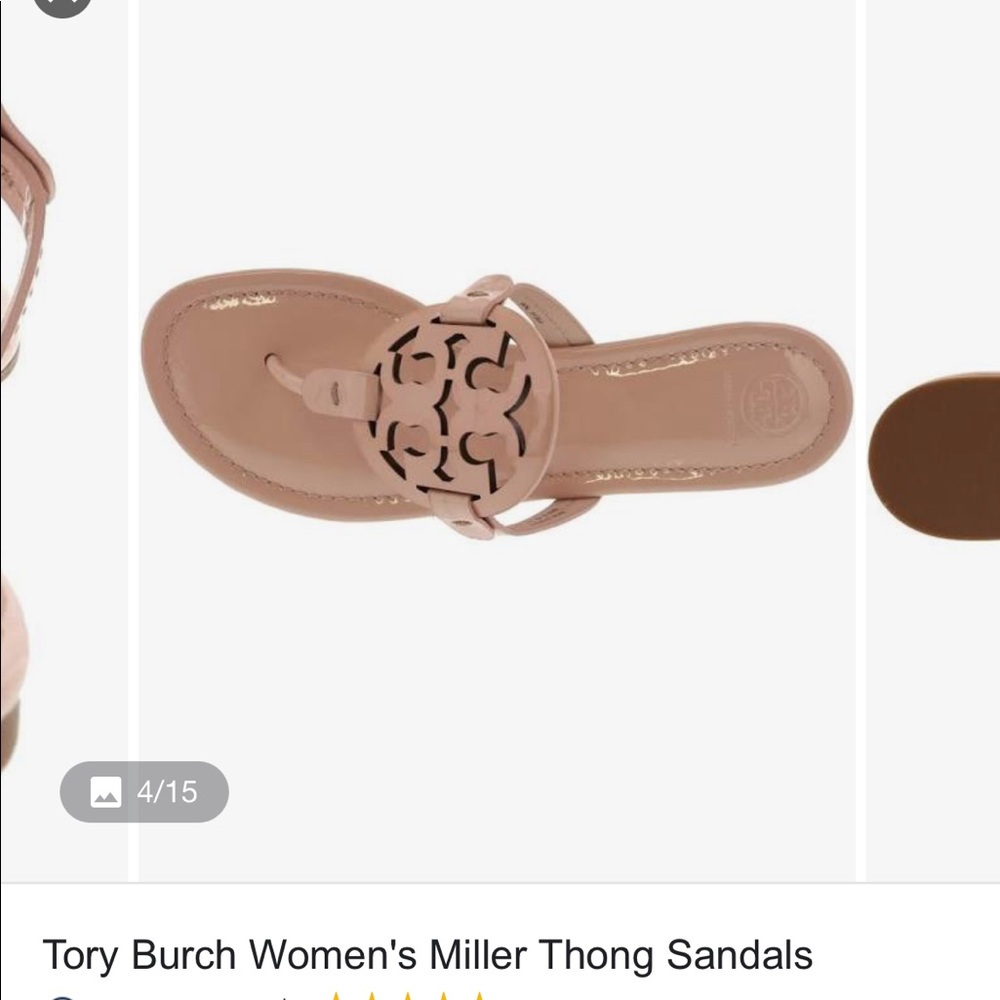 Tory Burch Miller size 8 patent leather tan thong slides